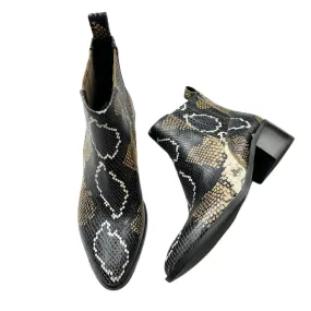 Boots Ankle Heels By Crown Vintage In Snakeskin Print, Size: 9