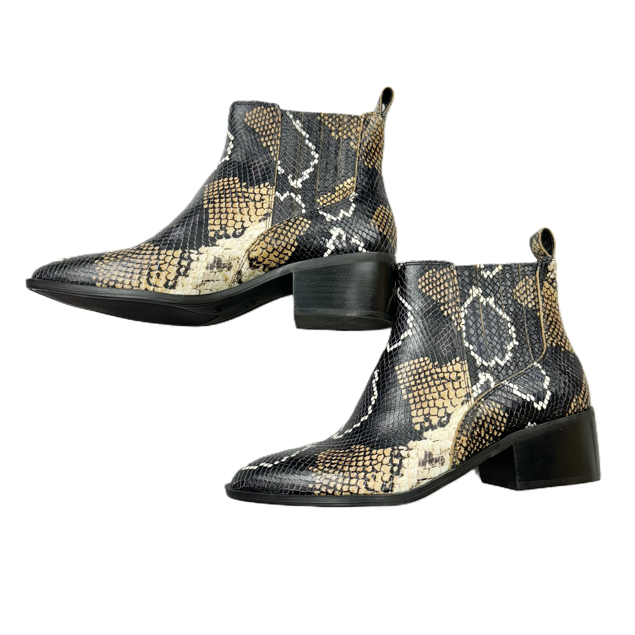 Boots Ankle Heels By Crown Vintage In Snakeskin Print, Size: 9