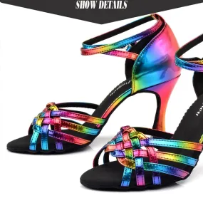 #BR011 Latin-Salsa Rainbow Color Ballroom Dance Shoes